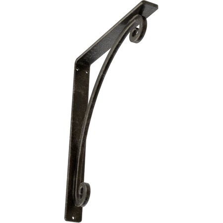 Ekena Millwork Legacy Wrought Iron Bracket, (Single center brace), Antiqued Warm Silver 1 1/2"W x 10"D x 12"H BKTM01X10X12SLEAWS